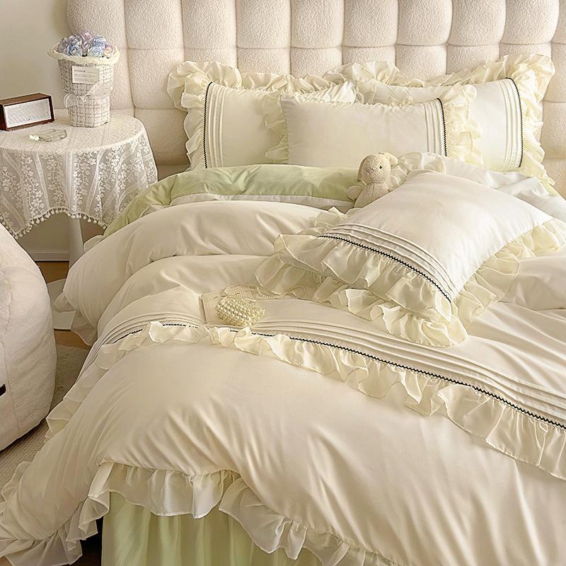 Chiffon Lace Bedding Set Four-piece Set Skin-friendly Breathable Washed Sheets Quilt Cover Pillowcase