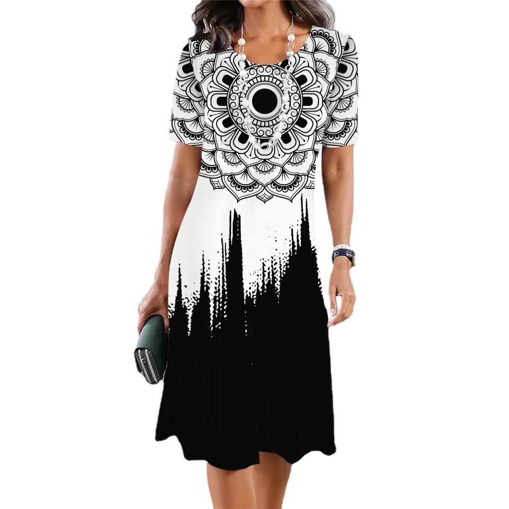 

YYFS женские модные летние весенние повседневные платья с короткими рукавами и круглым вырезом L