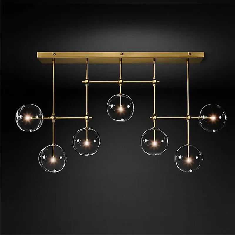 Gold or Black LED Chandeliers Modern Nordic  Clear Glass Ball Chandelier Lighting Living Room Restaurant Bedroom Hanging Lamp