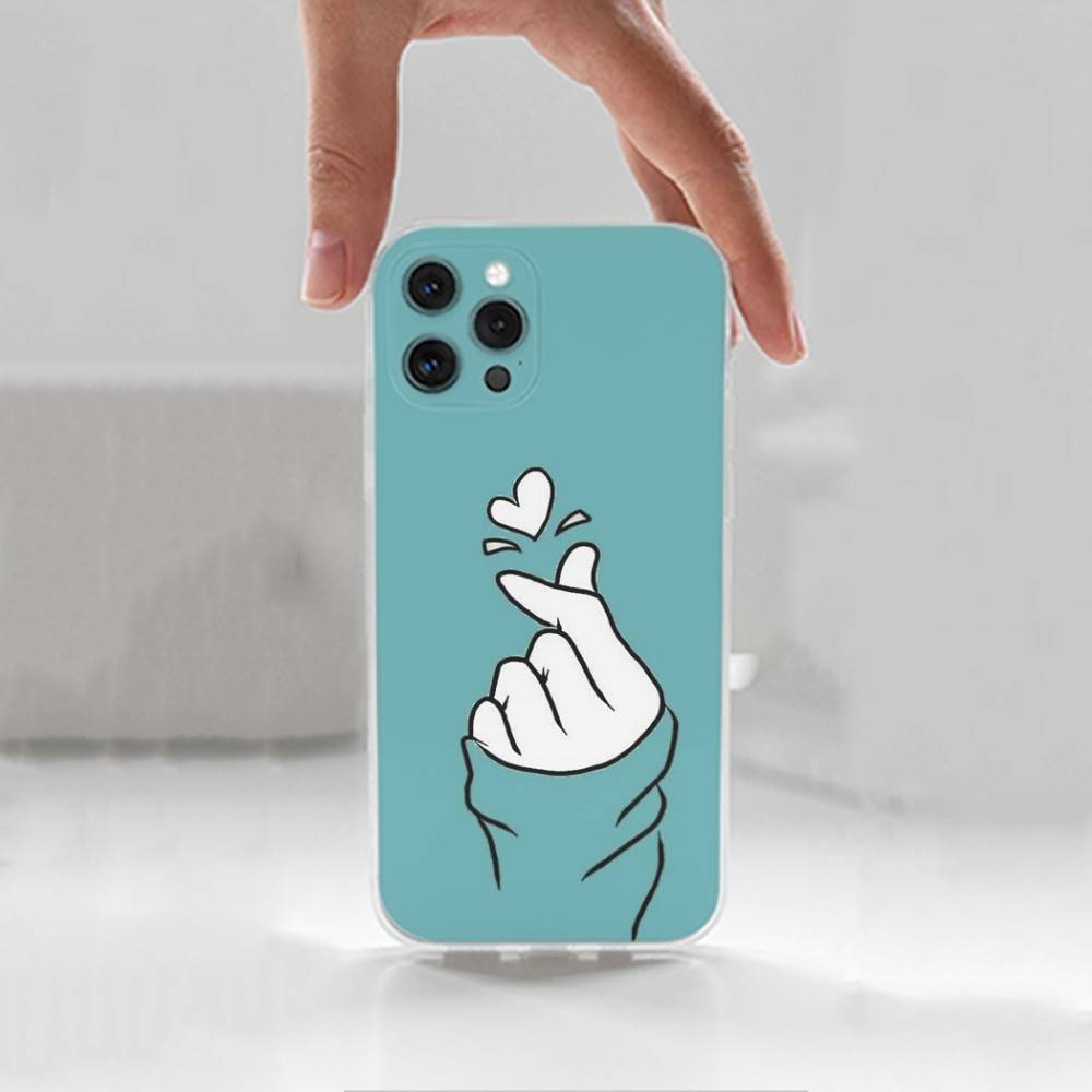 Schöne Hand-Herz-Hülle für iPhone Max, 14, 16, X, 13, XR, SE, 12, 15, Pro, 17, Plus, 11, XS, Mini durchsichtig weiche Abdeckung