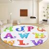 Modern Cartoon Letter Texture Print Round Area Rug,White Washable Carpet Runner - Non Slip Circle Rug Carpet Absorbent Mat for