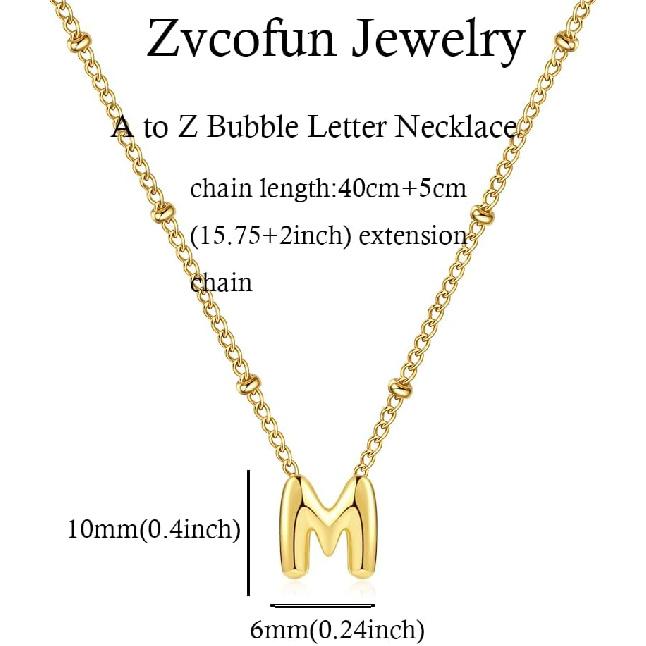 Bubble Letter Necklace Gold, Dainty Initial Necklaces for Women 14K Gold Plated Small A to Z Name Necklace Personalized Simple Initial Pendant Cute