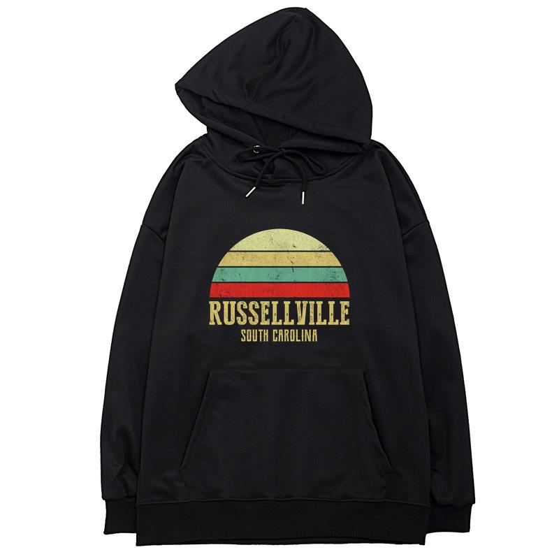 Autumn Russellville South Carolina Vintage Retro Sunset S Print Unisex Hoodie Drawing Pocket
