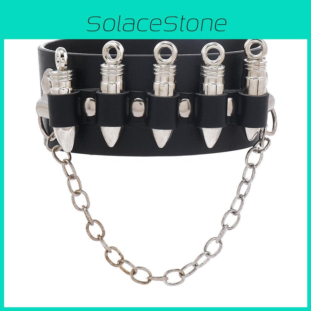 Gothic Skeleton And Bullet Design Neutral Chain Leather Handpiece For Halloween Accessories Summer