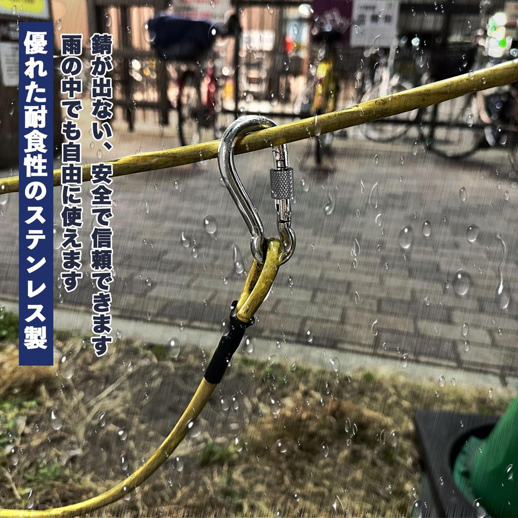 Wlikn 304 Stainless 200kg Weight Spring for Outdoor Rustproof Carabiner, Steel, Capacity, Hook, Locking, Multifunctional, Camping, Trekking, Hiking,