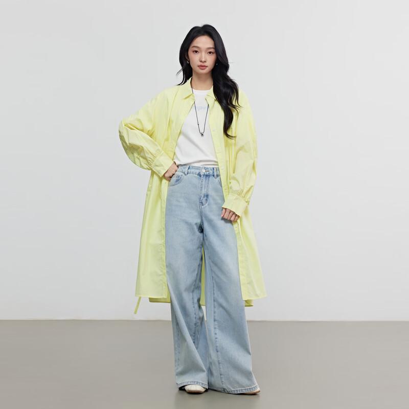 Elva's Island Women's Long Sleeve Lapel Mid-Length Shirt