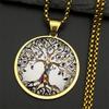 Tree of Life Glass Pendant Necklace For Women Men Stainless Steel Gold Silver Color Plant Box Chain Amulet Jewelry Gift