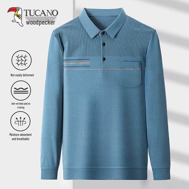 Tucano Men's Long-Sleeve Business Casual Polo T-Shirt