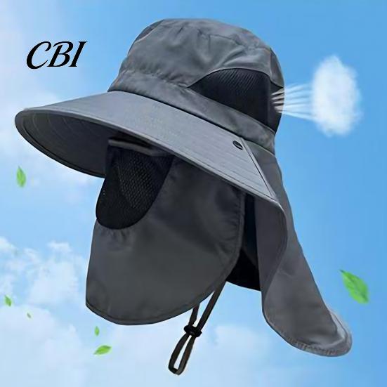 Fishing Bucket Hat Breathable Mesh Hat, 360-Degree Sunshade Fisherman with Detachable Face Sun Guard And Neck Flap, Adjustable Drawstring Outdoor
