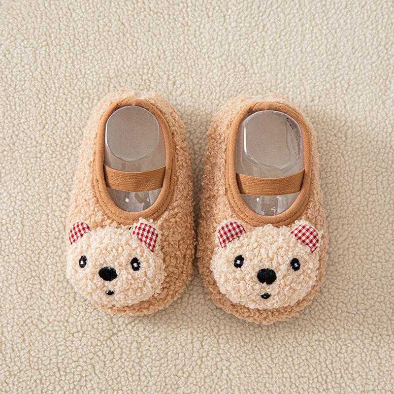 

Новые Нескользящие Детские Напольные Носки Новорожденный Зимние Теплые Тапочки с Мягкой Подошвой Младенец Малыш Носки для Ходьбы Обувь L хаки