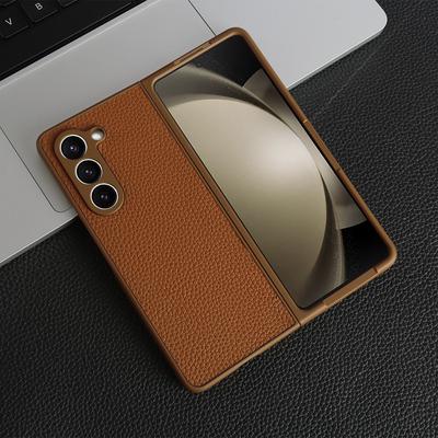 For Case For Samsung Galaxy Z Fold 5 Fold4 Fold3 Fundas  Litchi Genuine Leather Cases for Galaxy Flod5 Phone Cover Coque Shell