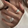 Womens Open Elegant Ring Featuring Unique Shell Design And Stunning Opal Stone