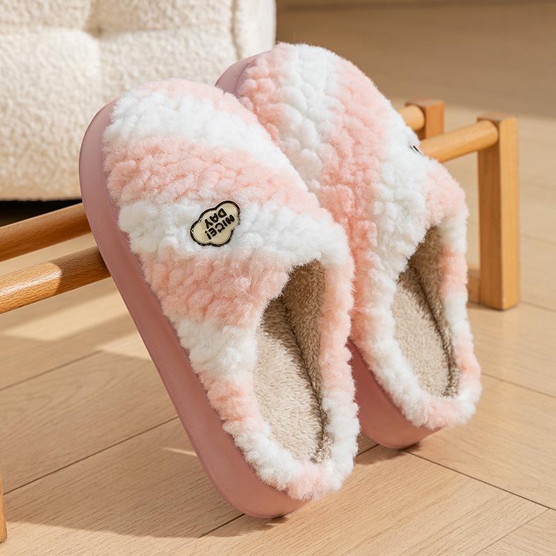 2025 New Autumn and Winter Home Indoor Non-slip Warm Plush Shoes Cotton Towed Cotton Slippers