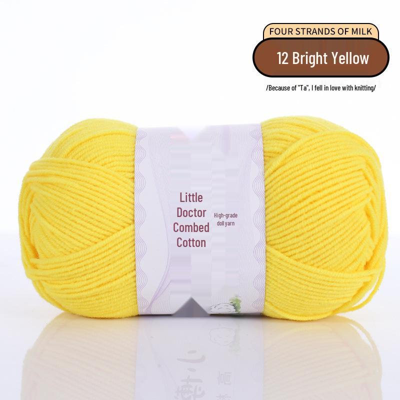 40g 4-Ply Combed Milk Cotton Yarn - Little Doctor, Medium-Thick for DIY Knitting Projects: Dolls, Cushions, Blankets