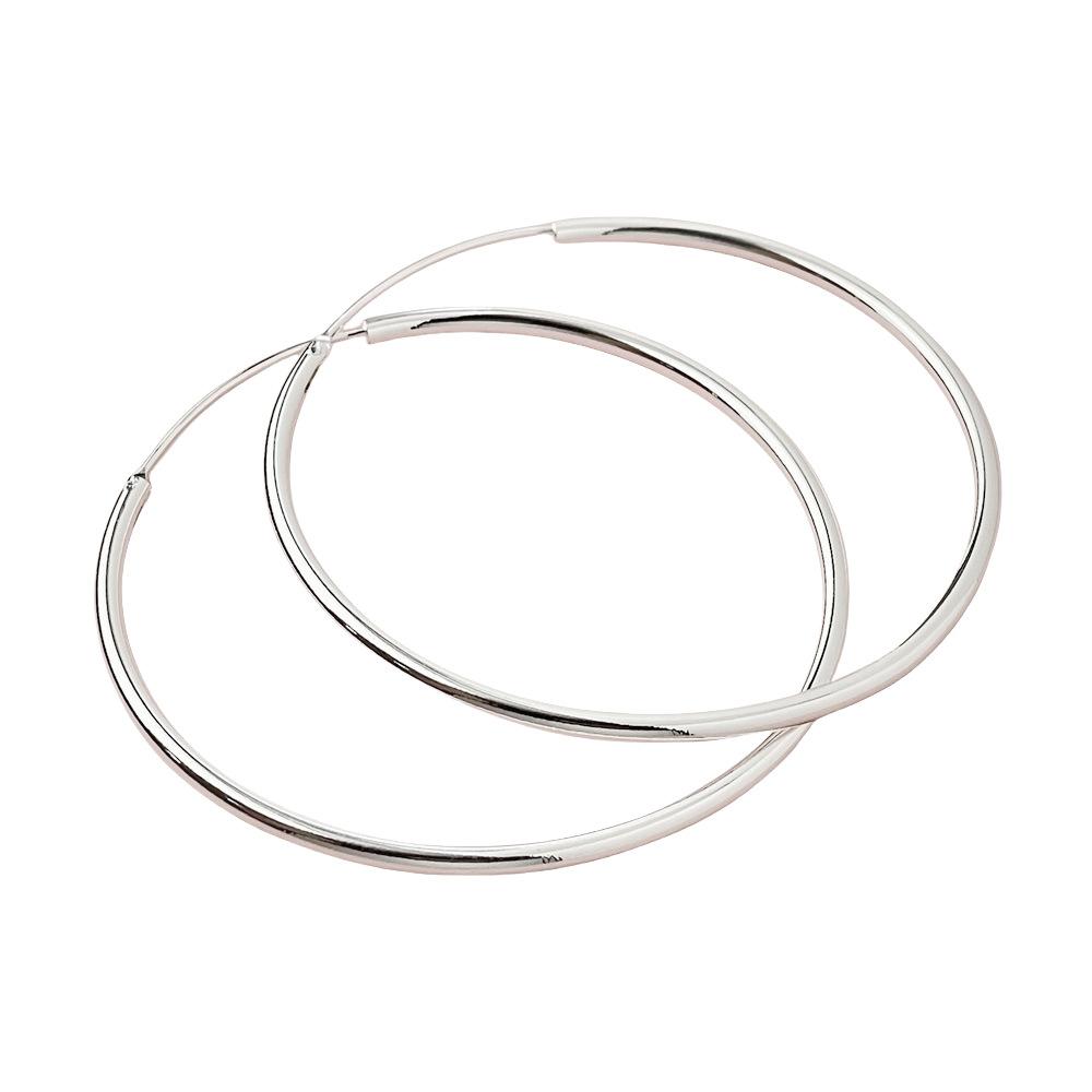 925 Sterling Silver Fashion Minimalist 5CM Simple Gloss Plain Ring Big Earrings Birthday Party Anniversary Gift серебряный