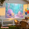 One 2D Flat-printed Underwater Marine Shell Art Photography Background  Made of Polyester Fabric.