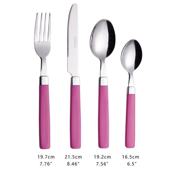EXZACT Couverts en Inox 16PCS - acier inoxydable avec poignées de couleurs - Fourchettes,Couteaux,Cuillères,Cuillère à café ( R)