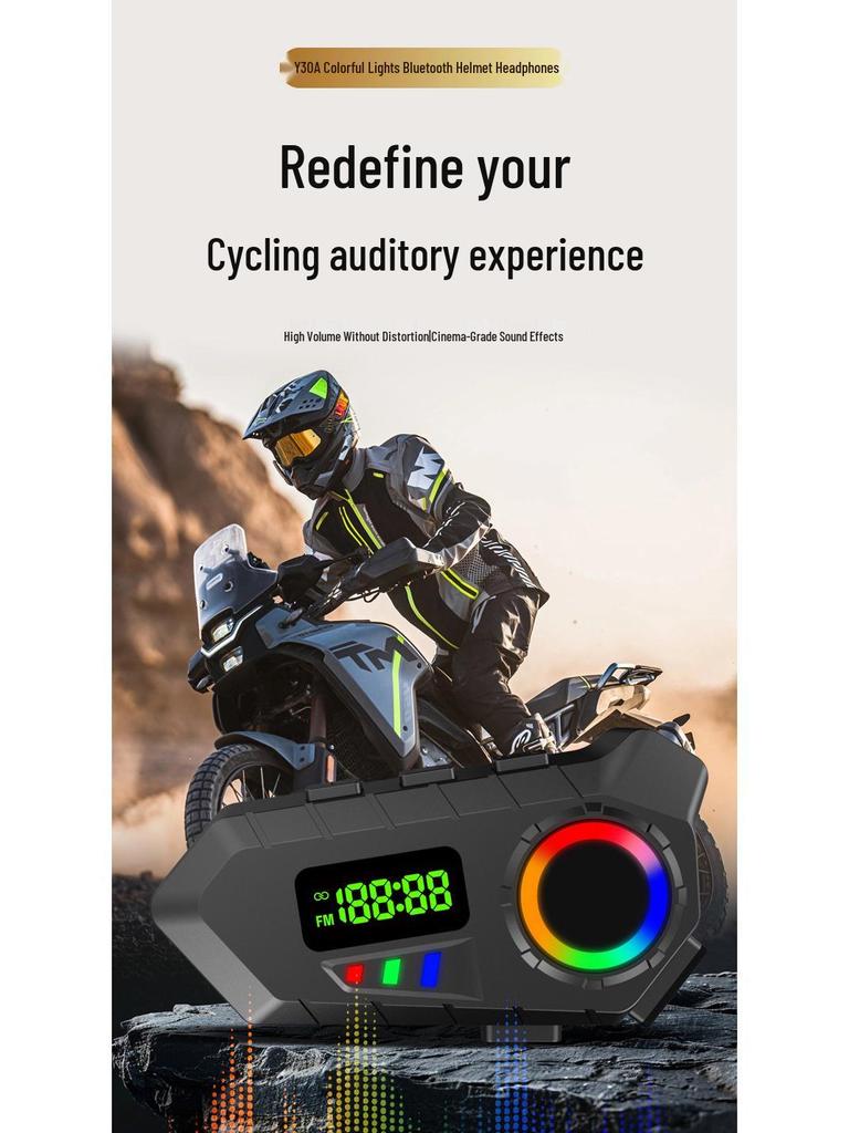 Y30A Wireless Bluetooth Helmet Earphones for Cyclists & Motorcyclists - Waterproof Intercom