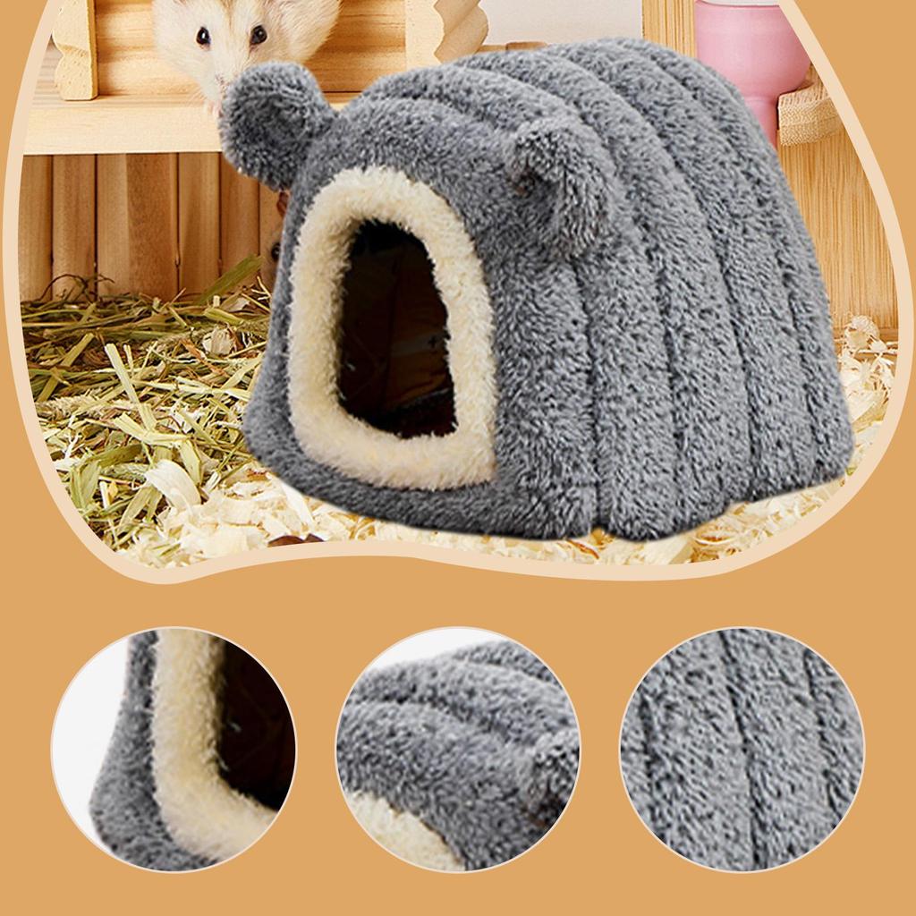 Hamster Bed Hideout House, Anti Slip Cute Plush Small Animals Bed for Hedgehog,