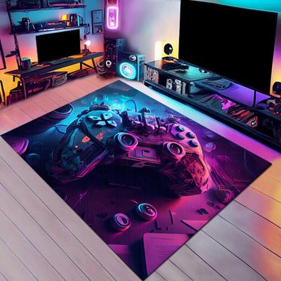 Gaming Theme RGB Effect Carpet Mat Non-Slip Rug Home Decoration for Esports Room Computer Desk Area Colorful Pattern Floor Mat