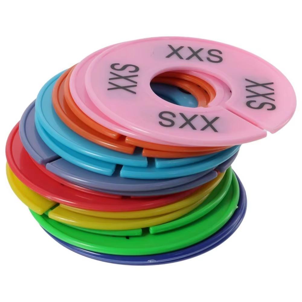 8Pcs Round/Square Closet Hanger Dividers Garment Tags Clothing Size Marking Ring  Home