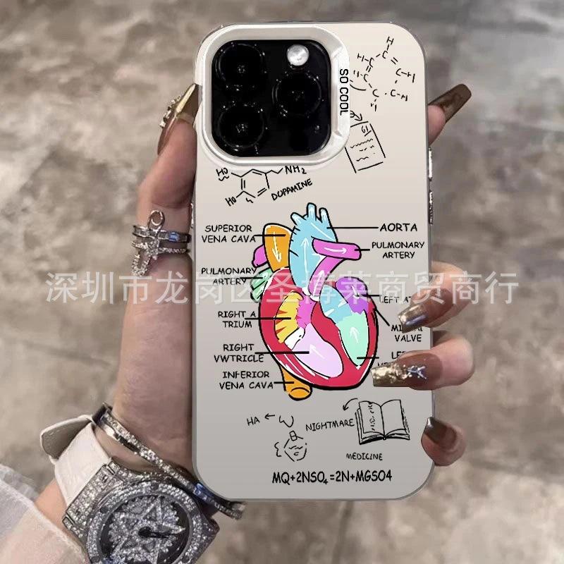 Heart construction for Apple 15 color silver iPhone14Pro creative 11promax matte 16 protective case 17