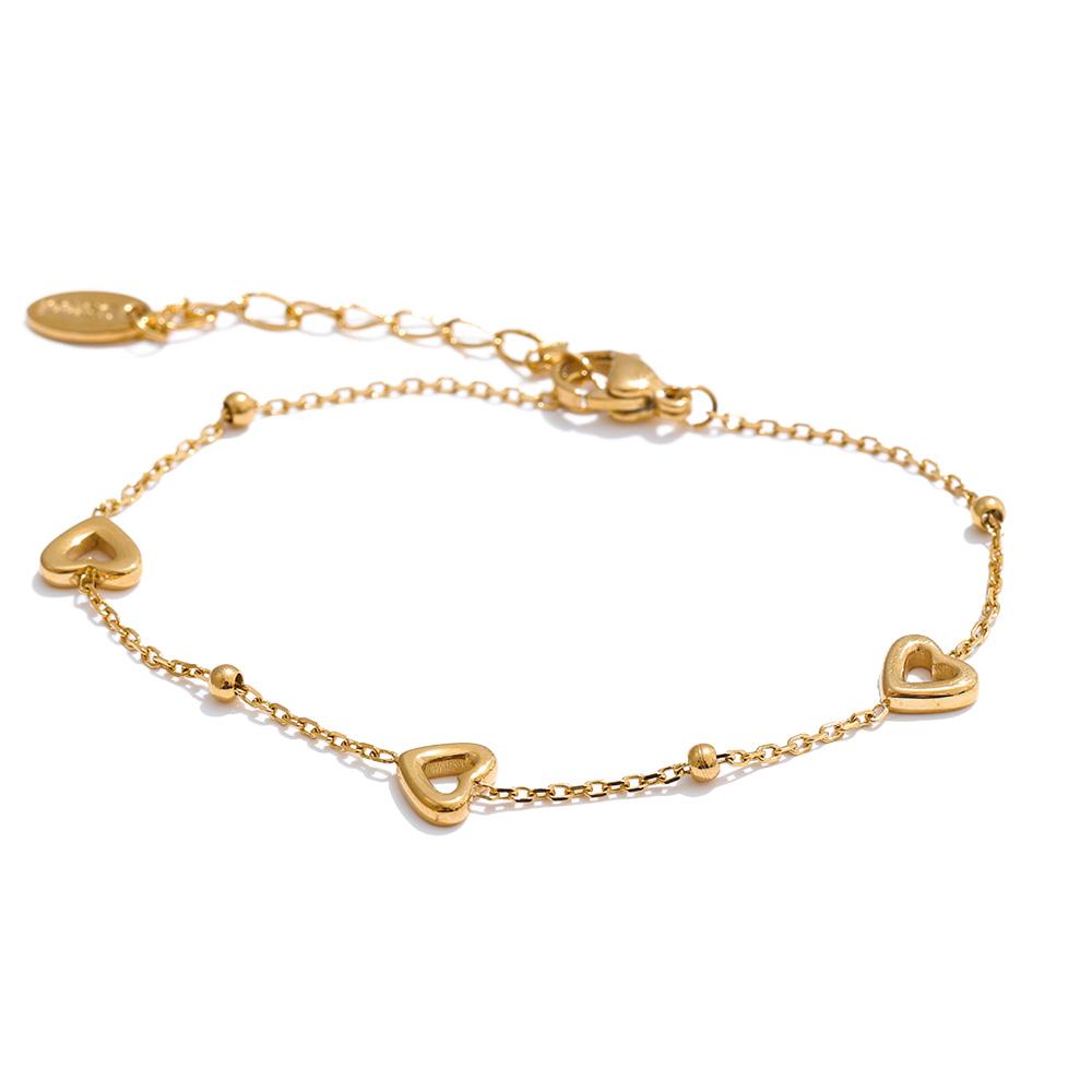 

Yhpup Charm Stainless Steel Heart Love Chain Necklace Bracelet Bangle Water Resistant Chic Popular Romantic Korean Jewelry Gift
