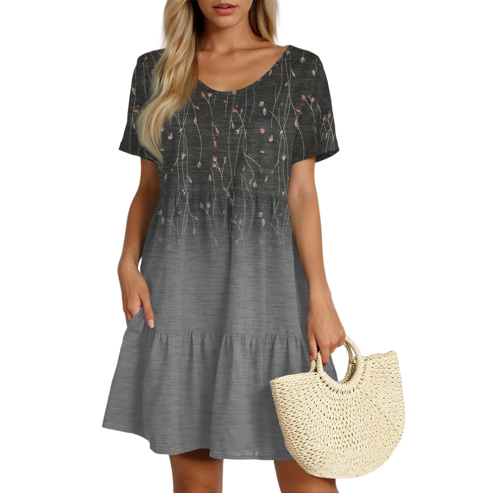 

Women s Casual Fashion Round Neck Neck Short Sleeve Vintage Cake Dress XXL