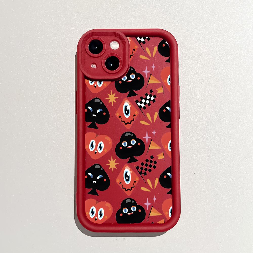 Soft Silicone Square Ladders Cartoon Pattern Full Cover Camera Protection Shockproof Case for iPhone Infinix Tecno Vivo