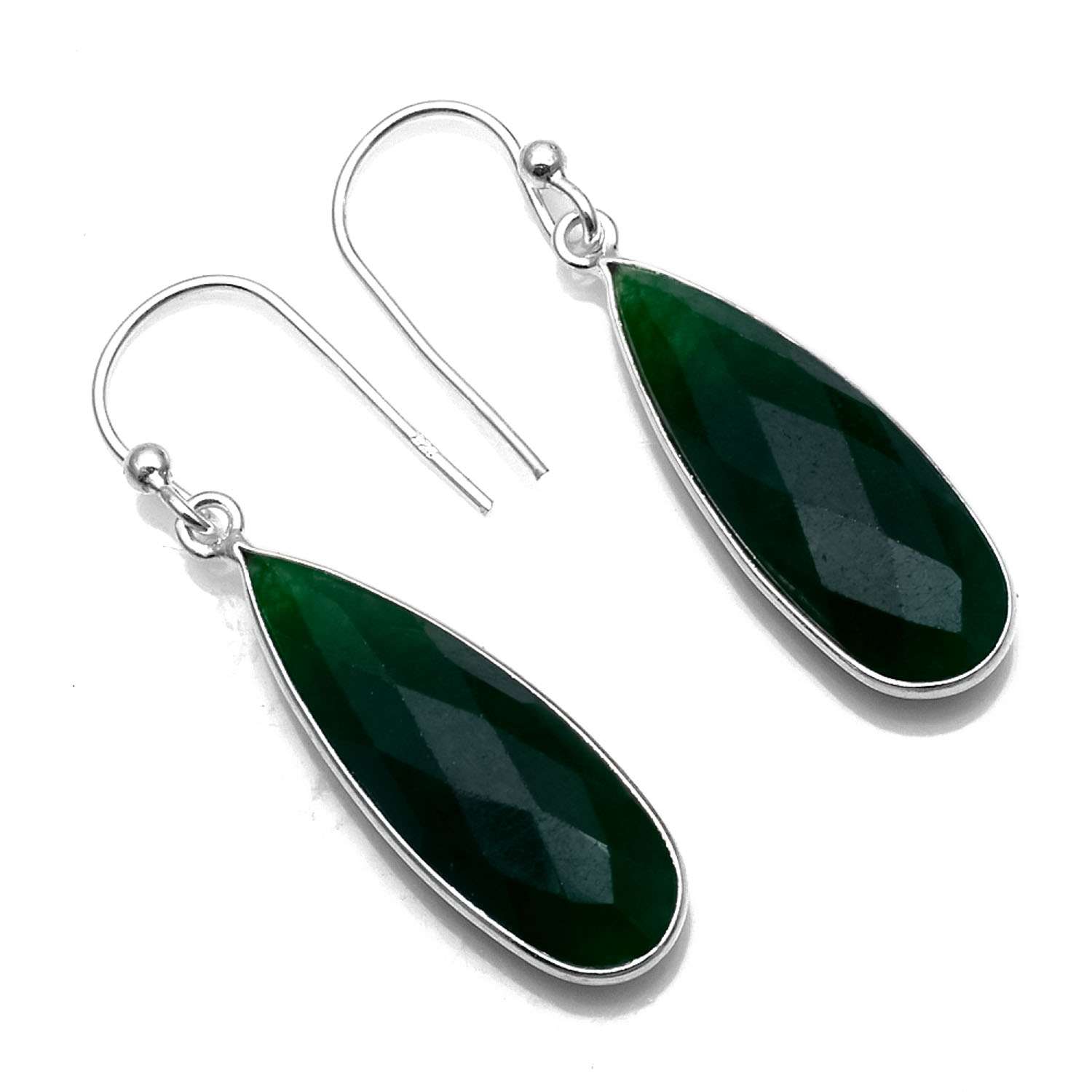 

Emerald Gemstone Earrings Solid 925 Sterling Silver Handmade Earrings Jewelry Gift For Women And Girls E-1070