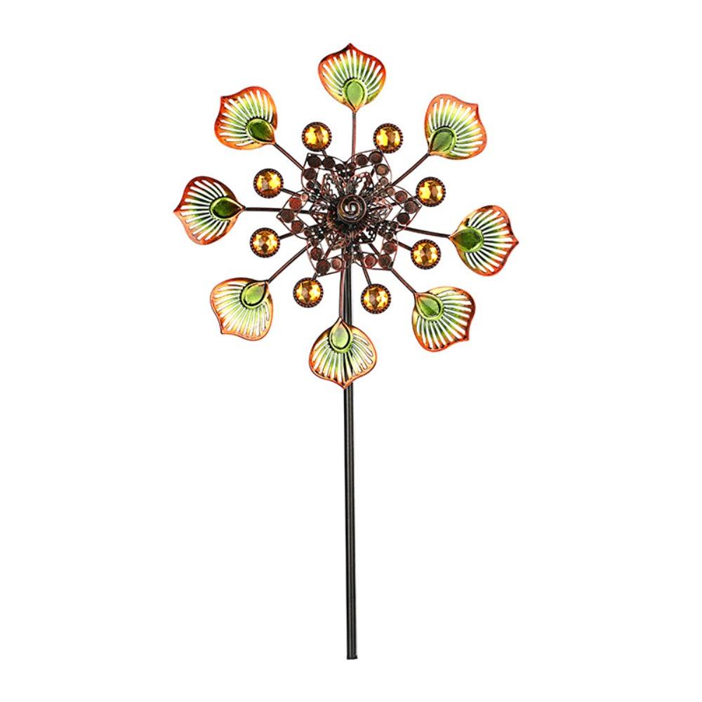 Removable Windmill Spinner Rotating Metal Windmill Landscape Art Decoration Flower Pinwheel  Yard