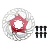 BULLSPANN 1 Set Bicycle Disc Brake 140mm Rounded Bicycle Brake Disc Rotor with 6 Bicycle Floating Disc Brake Rotor for Mountain Road Red Rotor, Bolts,