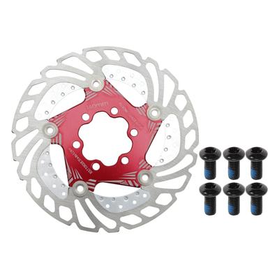 BULLSPANN 1 Set Fahrrad Scheibenbremse 140mm Abgerundete Fahrrad Bremsscheibe Rotor mit 6 Fahrrad Schwimmende Scheibenbremse Rotor für Mountain Road Roter Rotor, Schrauben,