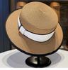 French Style Flat-Top Straw Hat Women'S Summer Beach Vacation Wide Brim Sunshade Sun Hat Grass Hat For Sun Protection