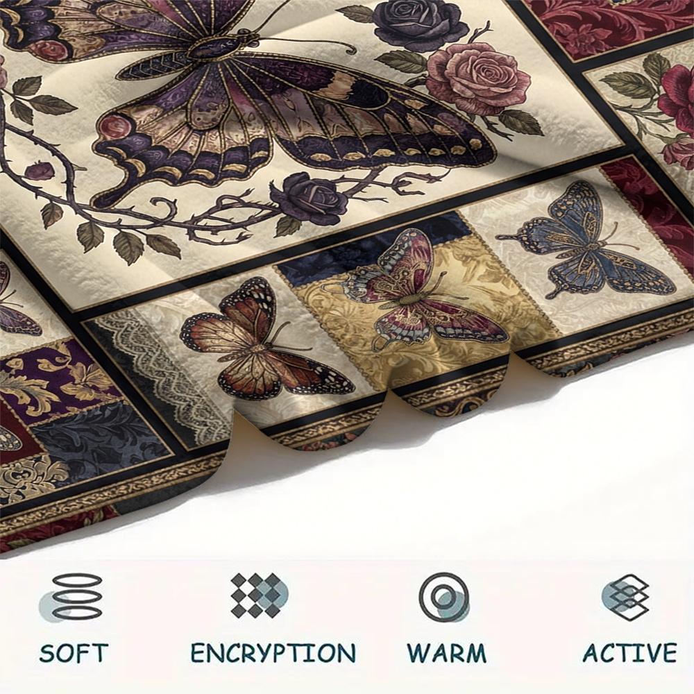 Butterfly Decoration Print Flannel Blanket, High Quality Comfortable for All Seasons, Home Decor, Warmth and Comfort, Perfect for Christmas Gifts32