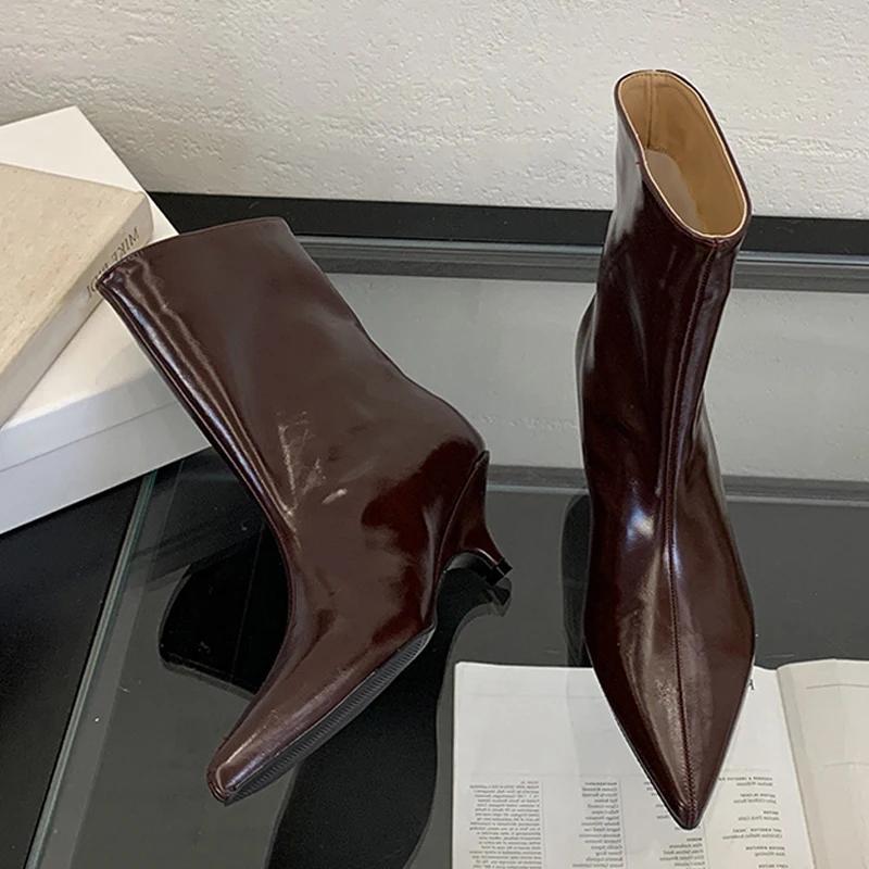 Street Style Sexy Pointed Toe Ankle Boots Women Party Dress Pumps Shoes Thin Low Heels Modern Short Botas  De Mujer