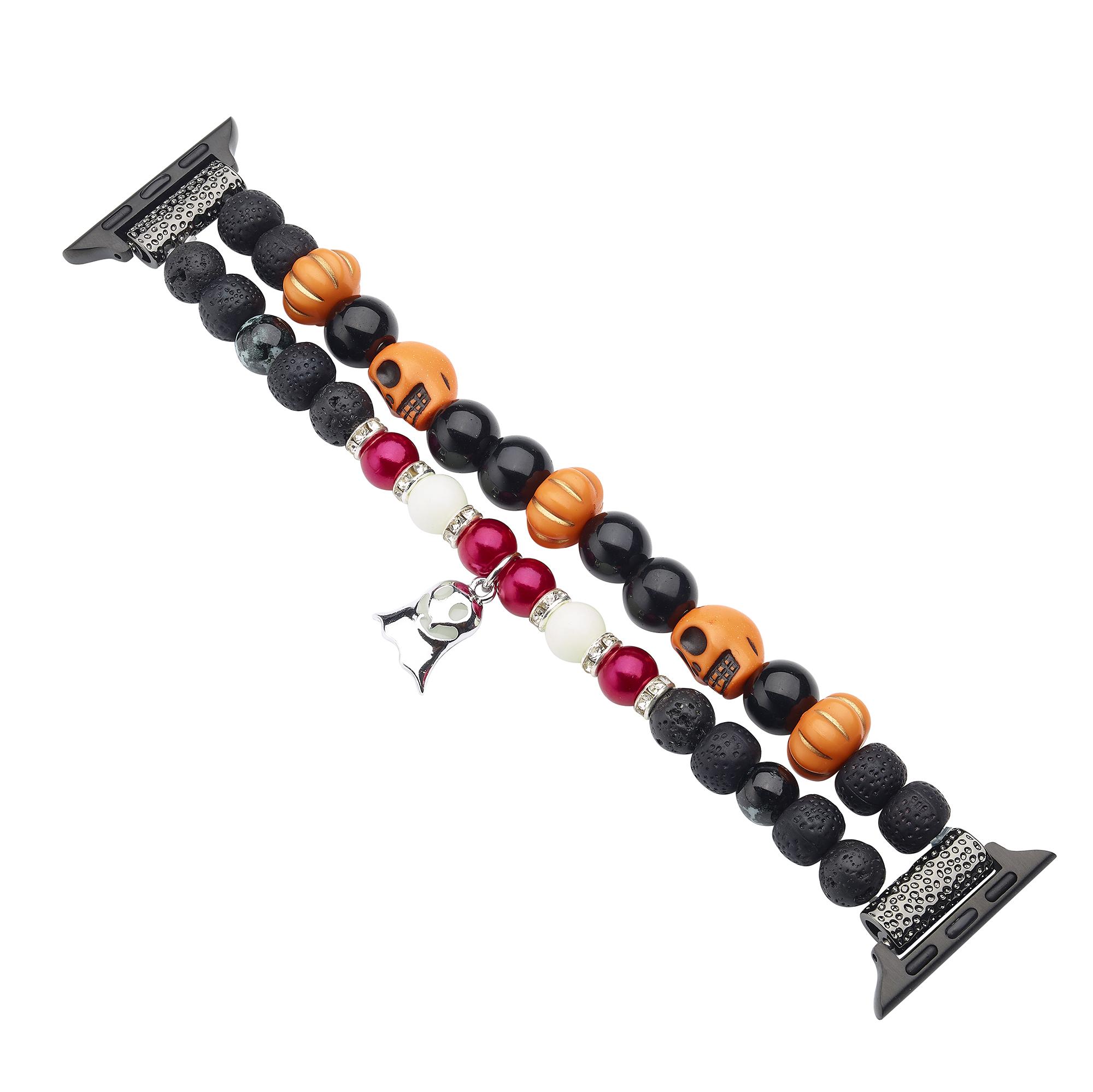 

Светящийся ремешок для Apple Watch Series 10 42мм/9 8 7 41мм/SE (2023) SE (2022) SE 6 5 4 40мм/3 2 1 38мм с подвеской в виде привидения на Хэллоуин Grey Ghost