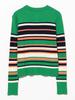 B:MING LIFE STORE by BEAMS Women's Large/Small Knit Multi-Border Cardigan, Green, One Size