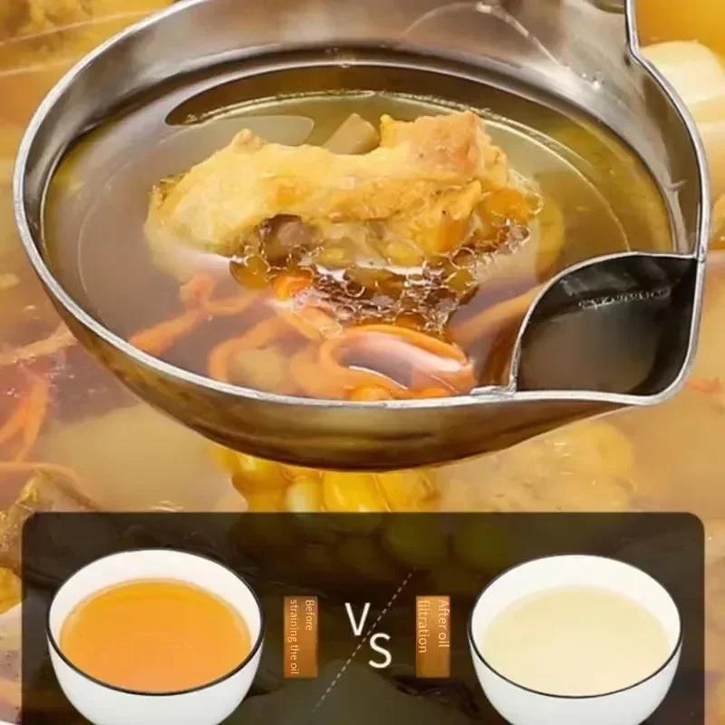 Stainless Steel Oil Separating Spoon Soup Colander Kitchen Gravy Oil Soup Fat Separator Yogurt Oil Skimmer Spoon tool