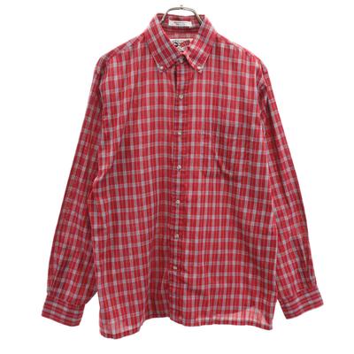 70s 80s Vintage Check Pattern Long Sleeve Button Down Shirt L SPORT Men's Used