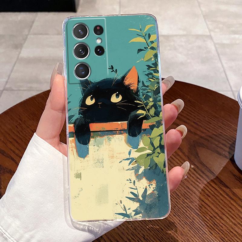 For Samsung Galaxy S21 Ultra Shell Samsung S21 FE Cases Soft TPU Back Cover For Samsung S21 Plus S21+ Capa Rabbit Cat Phone Case
