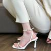 One-word sandals women's 2025 new summer stiletto white with skirt not tired feet popular beautiful high heels