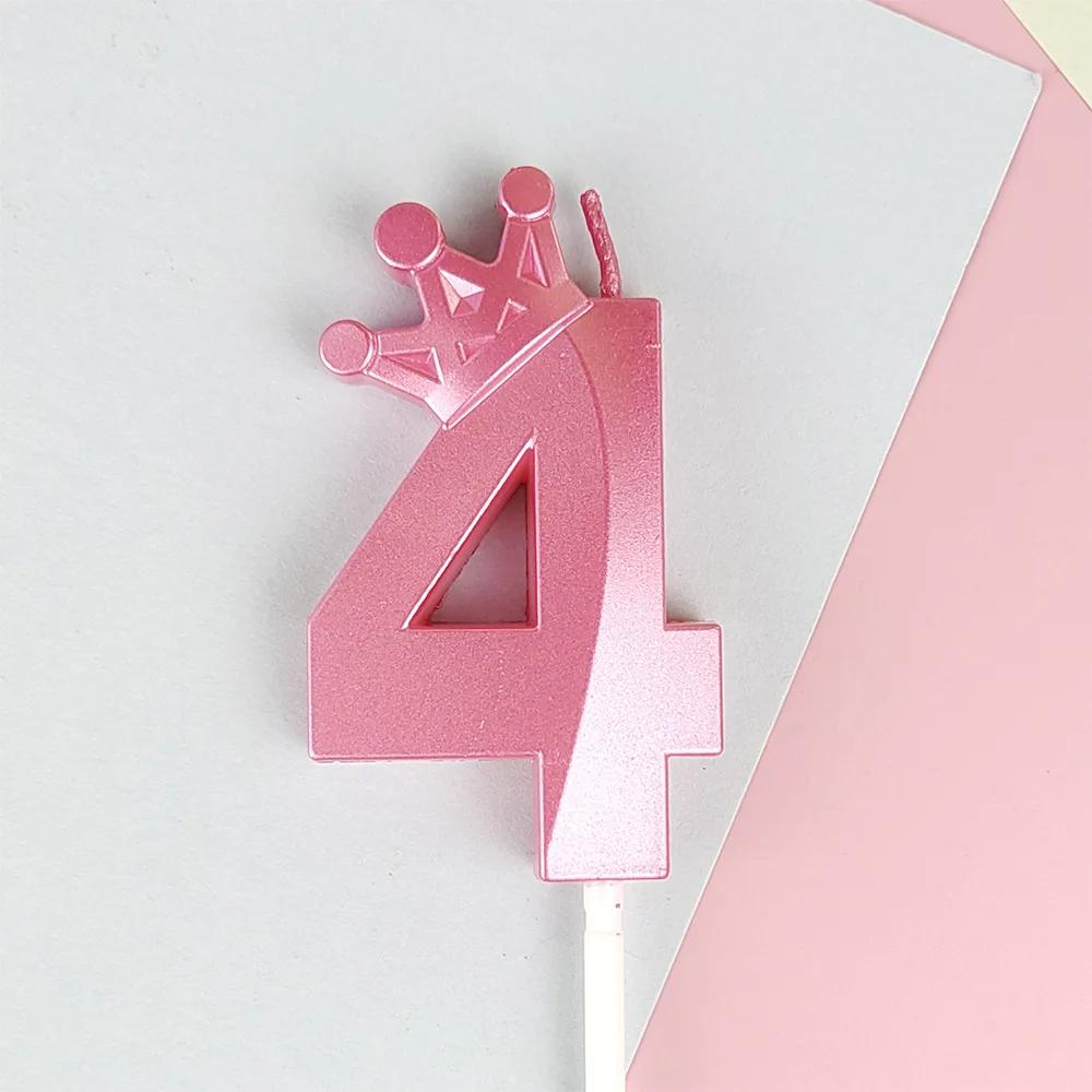 Pink Macaron Candy Color 0-9 Birthday Party Cake Decoration Baking Plug-in Creative Age Digital Candle