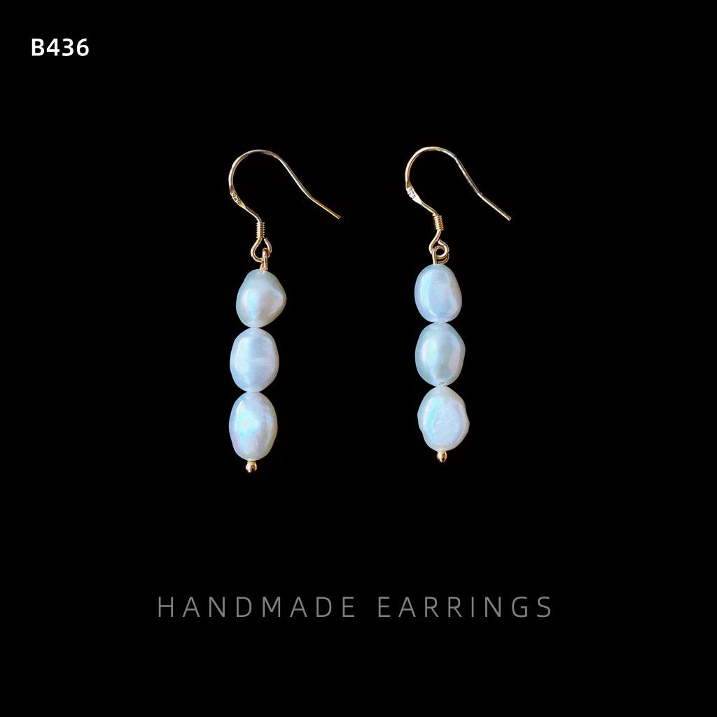 Bright eyes 925 silver needle plated 14K real gold baroque special-shaped freshwater pearl court design earrings