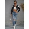 Women Leather Jacket Cropped Jacket Ultra Short Baseball Uniform for Women Leather Jacket Coat