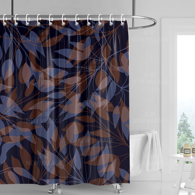 Home shower curtains bathroom Decora waterproof fabric non-slip bathmat water absorption curtain Modern nordic simple plant