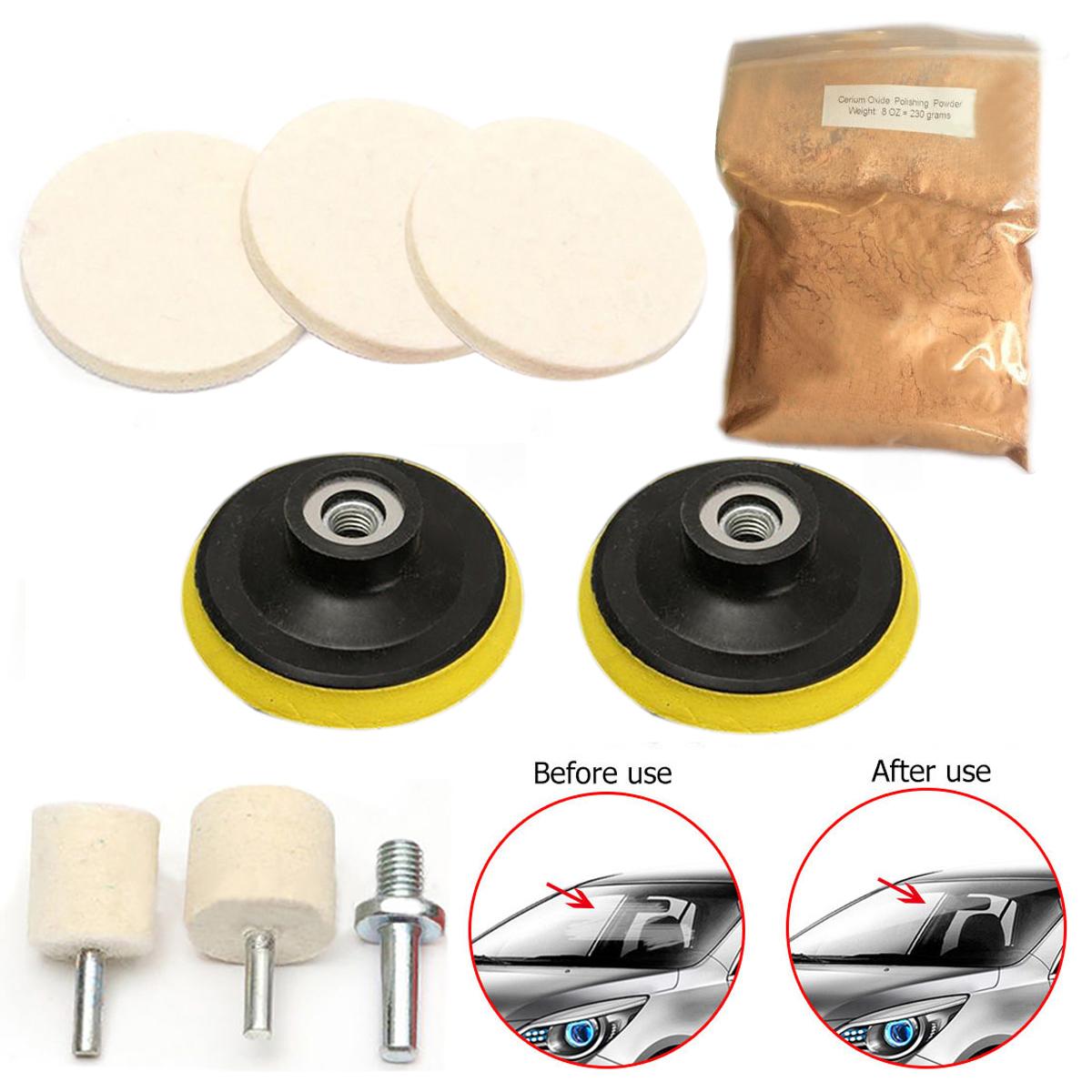 

Новий набір для полірування скла, 9 штук. Засіб для видалення подряпин на склі, 8 унцій, оксид церію та 3 дюйми.