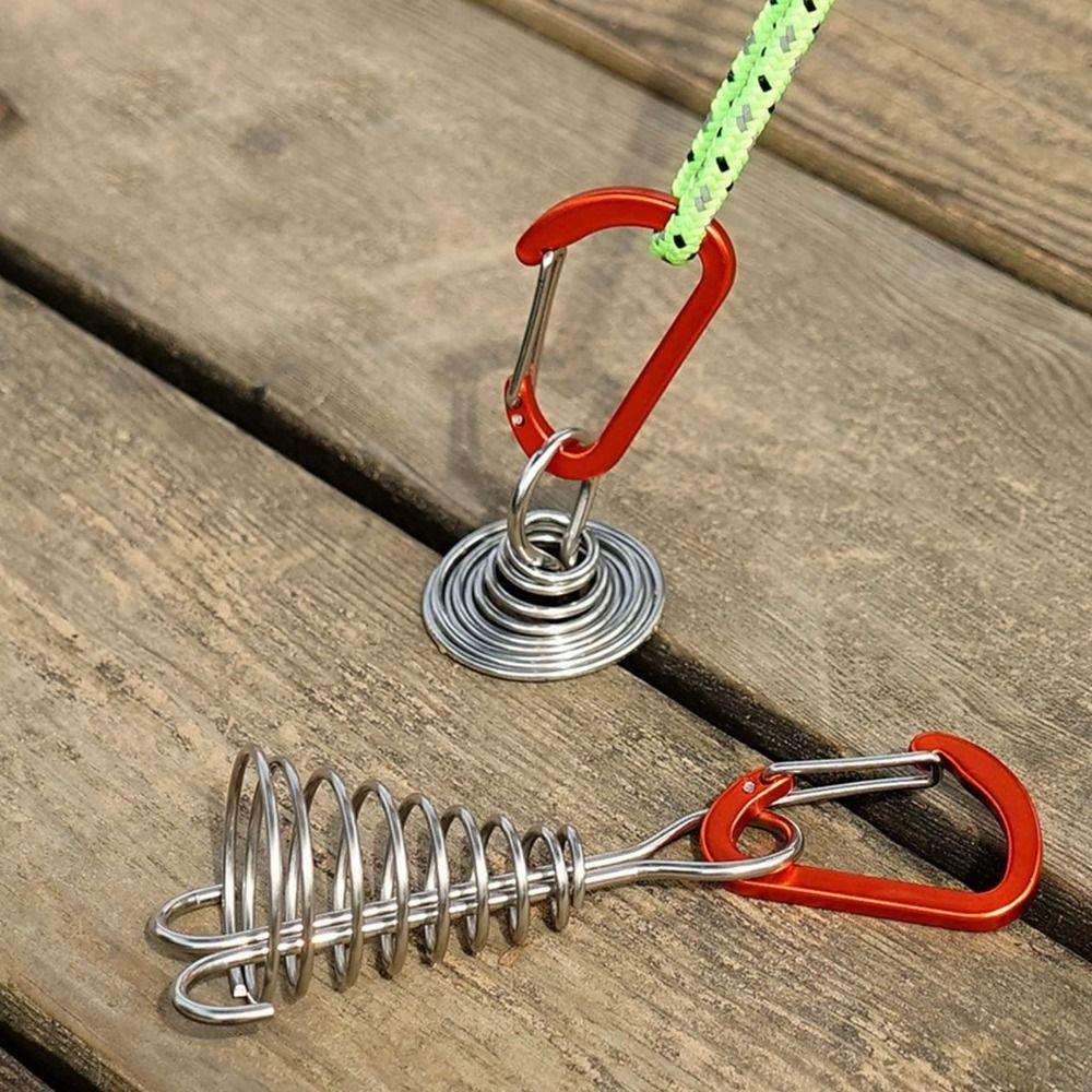 6Pcs Stainless Steel Outdoor Camping Deck Nail Aluminum Zinc Zinc Alloy Fixed Tent Rope Buckle Tent Tie Down