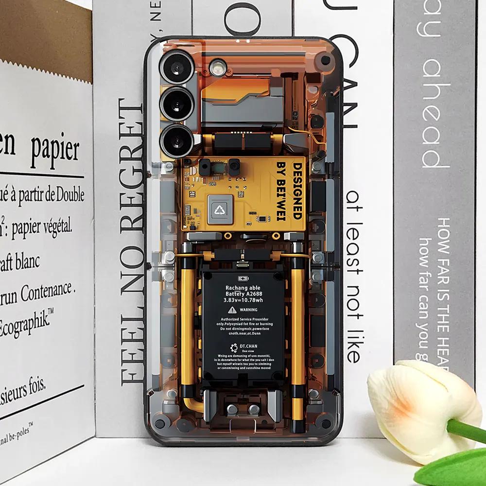 Advanced Circuit Board Phone Case for Samsung Galaxy S25 Edge S24 S23 S22 S21 S20 Ultra Plus FE A55 Shockproof Soft Cover Fundas