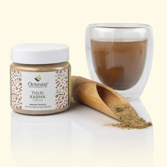 Octavius Tulsi Kadha Powder - 75 gm | Traditional Indian Decoction | Ayush Kwath Kadha Powder helps relieve Cough and Cold